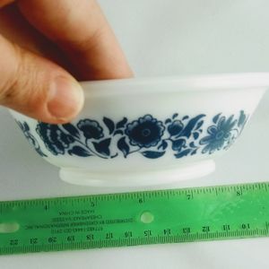 Vintage Avon Blue Flower Milk Glass Bowl